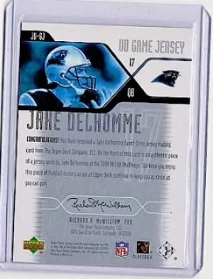 2004 Upper Deck - UD Game Jerseys - #JD-GJ Jake Delhomme - Carolina Panthers back